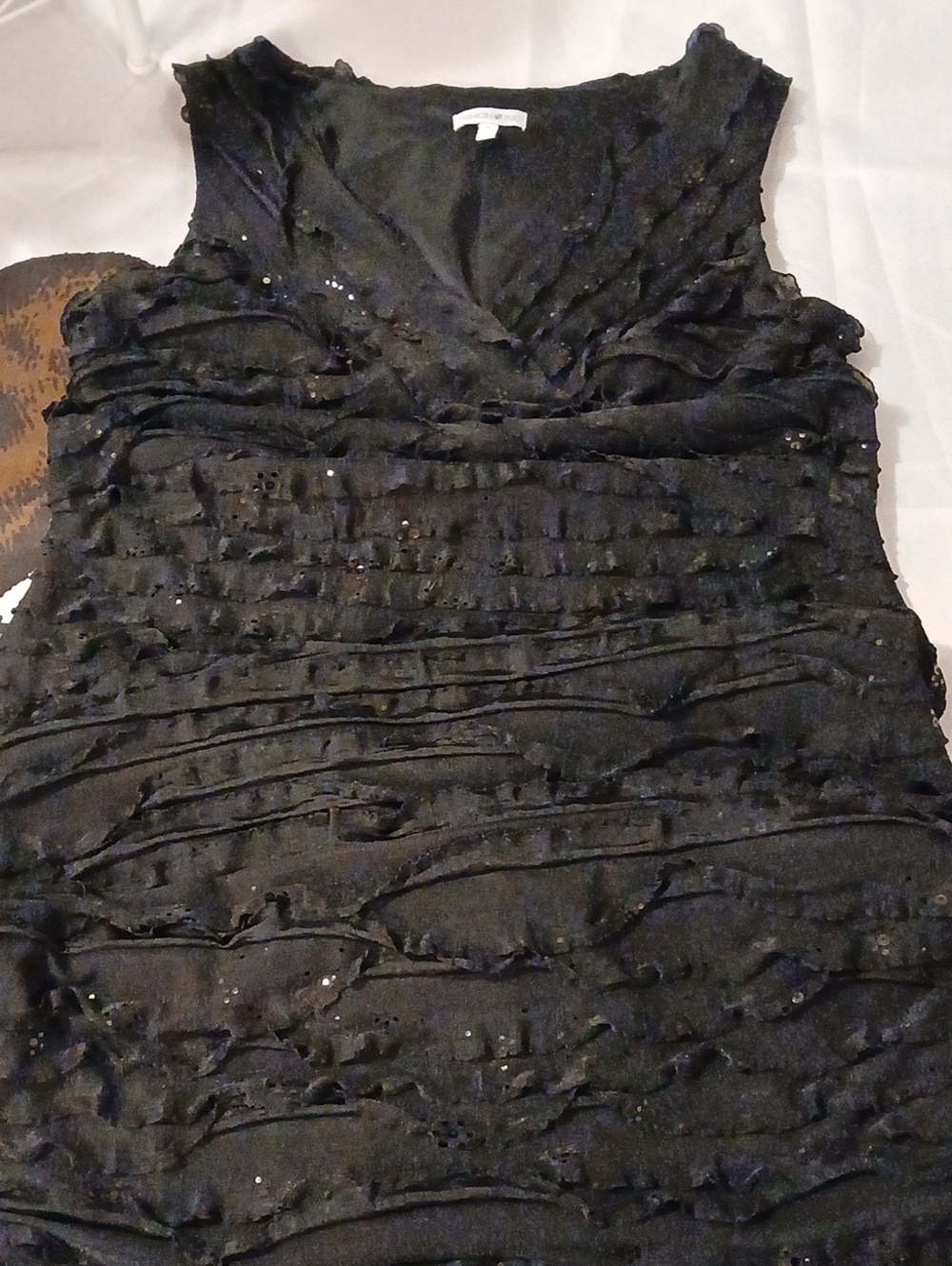 Black Sleeveless Ruffled Evening Dress